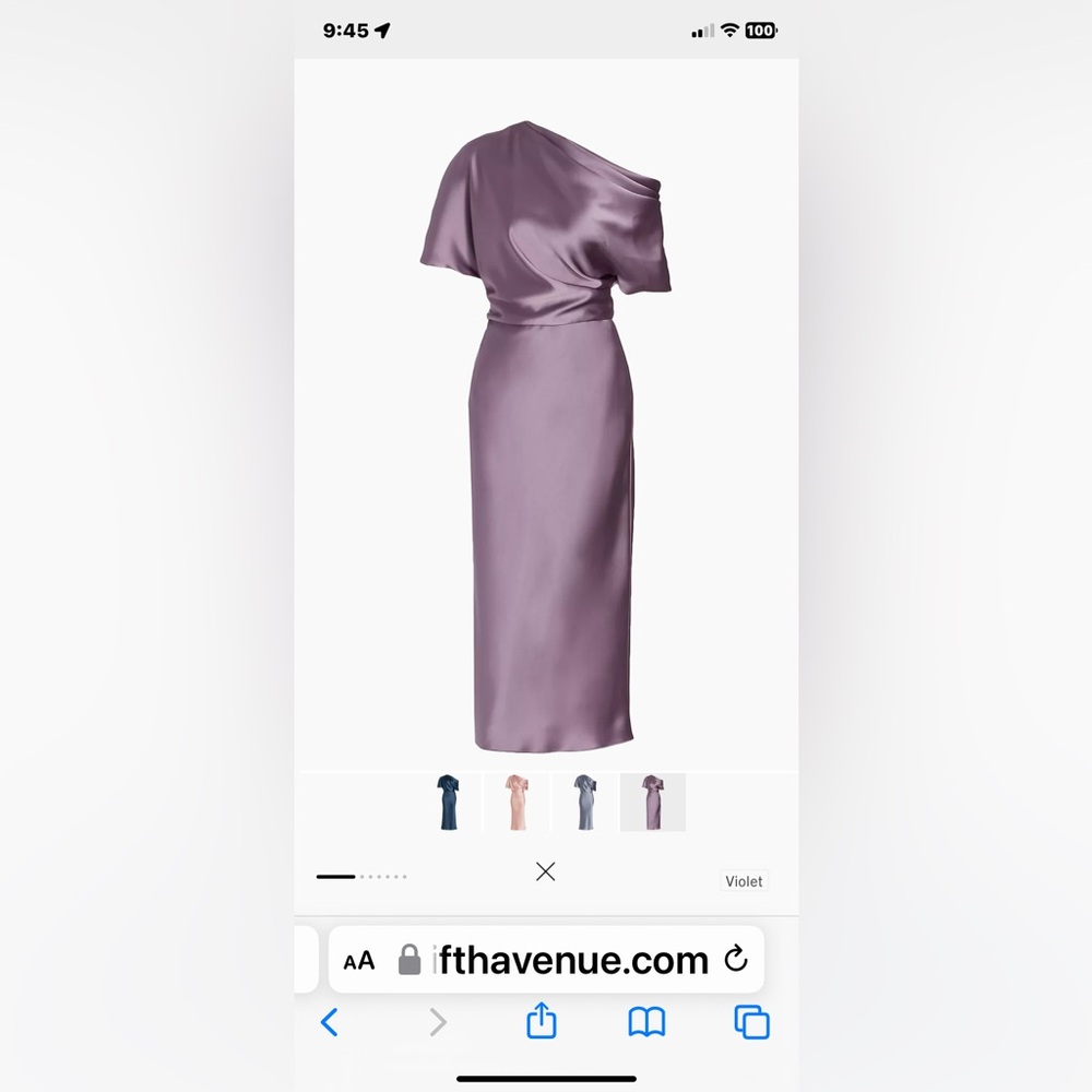 One Shoulder fluid Satin cocktail midi Dress